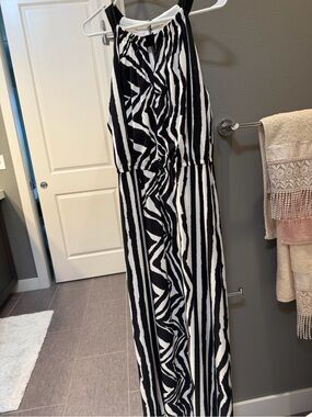 Chico's Black and White Zebra-Print Maxi Dress
